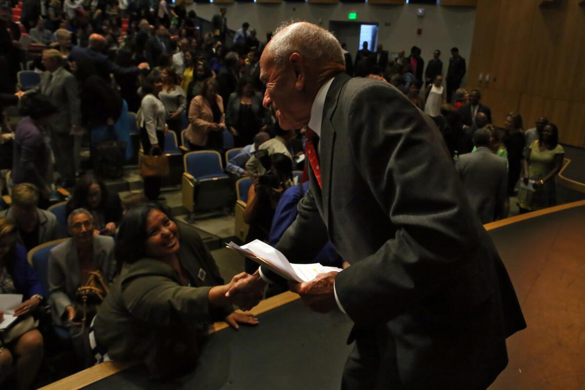 L.A. schools Supt. Ramon C. Cortines, right, has said he'd like to step down by the end of the year. The school board was scheduled to meet Tuesday to discuss finding a successor.