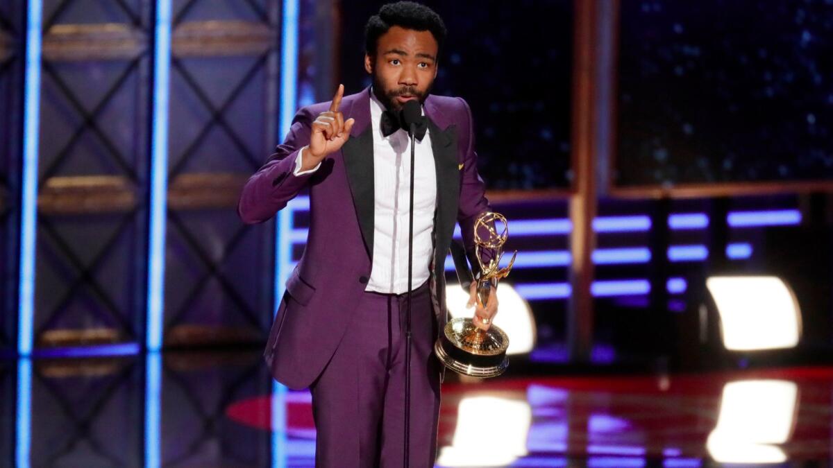 "Atlanta's" Donald Glover is the first black director to win an Emmy and is only the second black man to win lead actor in a comedy.
