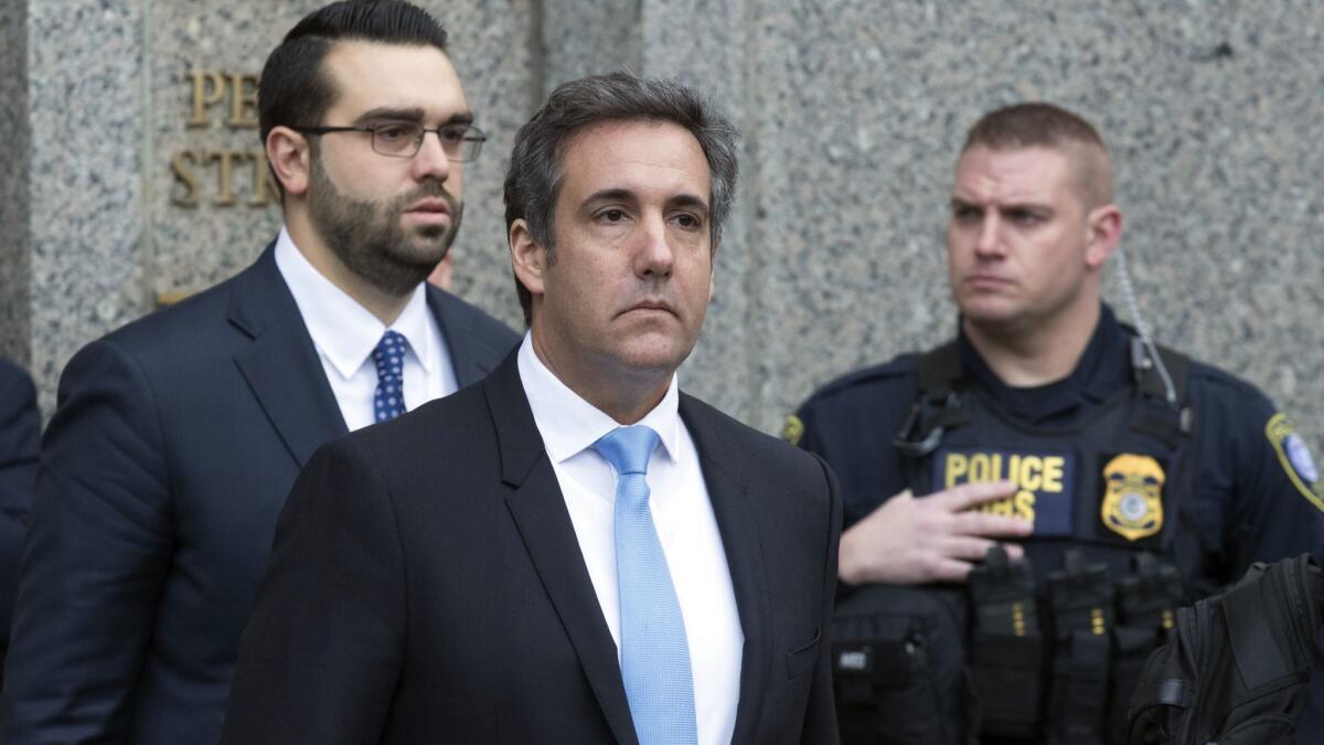 Michael Cohen leaves federal court in New York last month.