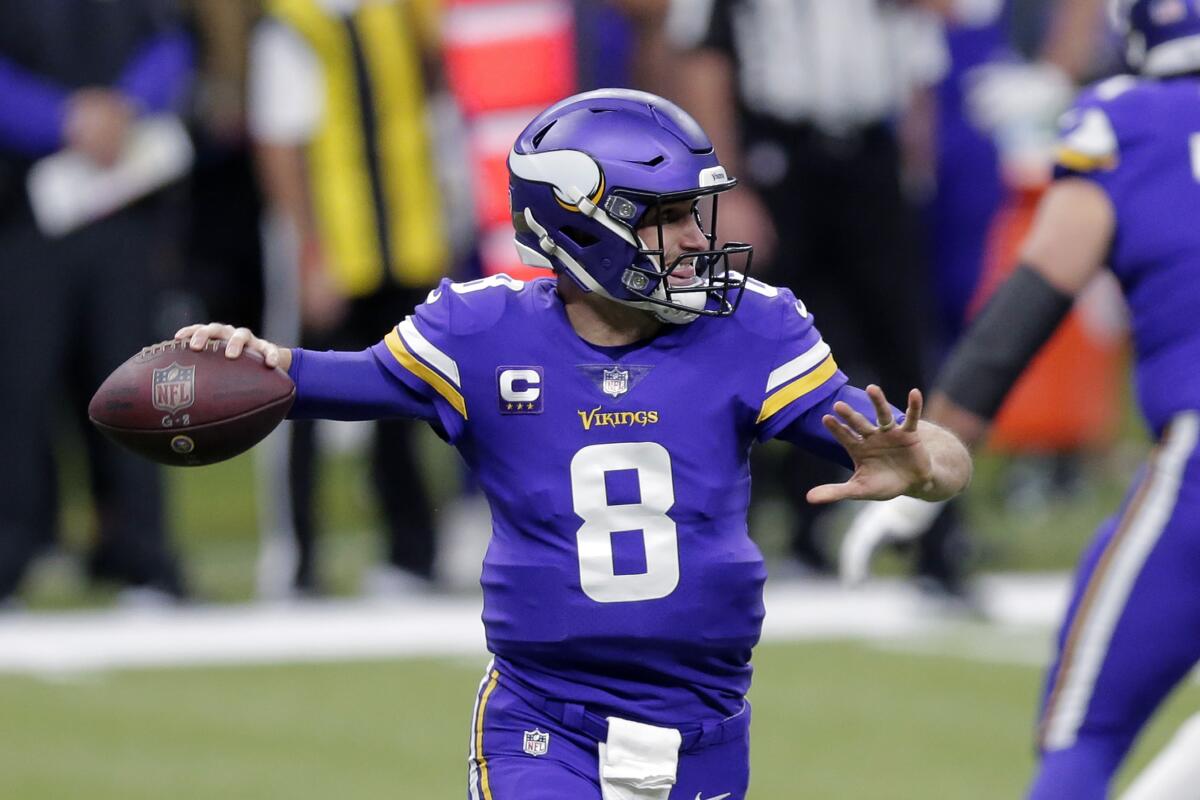 Minnesota Vikings quarterback Kirk Cousins passes against the New Orleans Saints on Dec. 25.