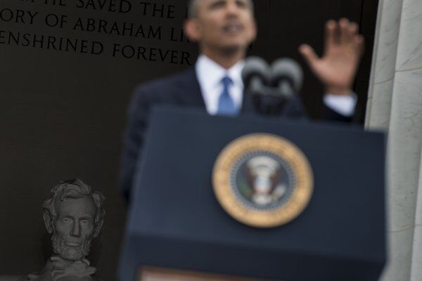 President Obama delivers his address on the 50th anniversary of the March on Washington.