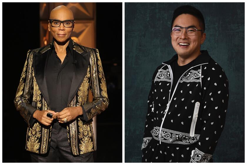 A diptych of RuPaul and Bowen Yang. Credit: World of Wonder; Chris Pizzello/AP