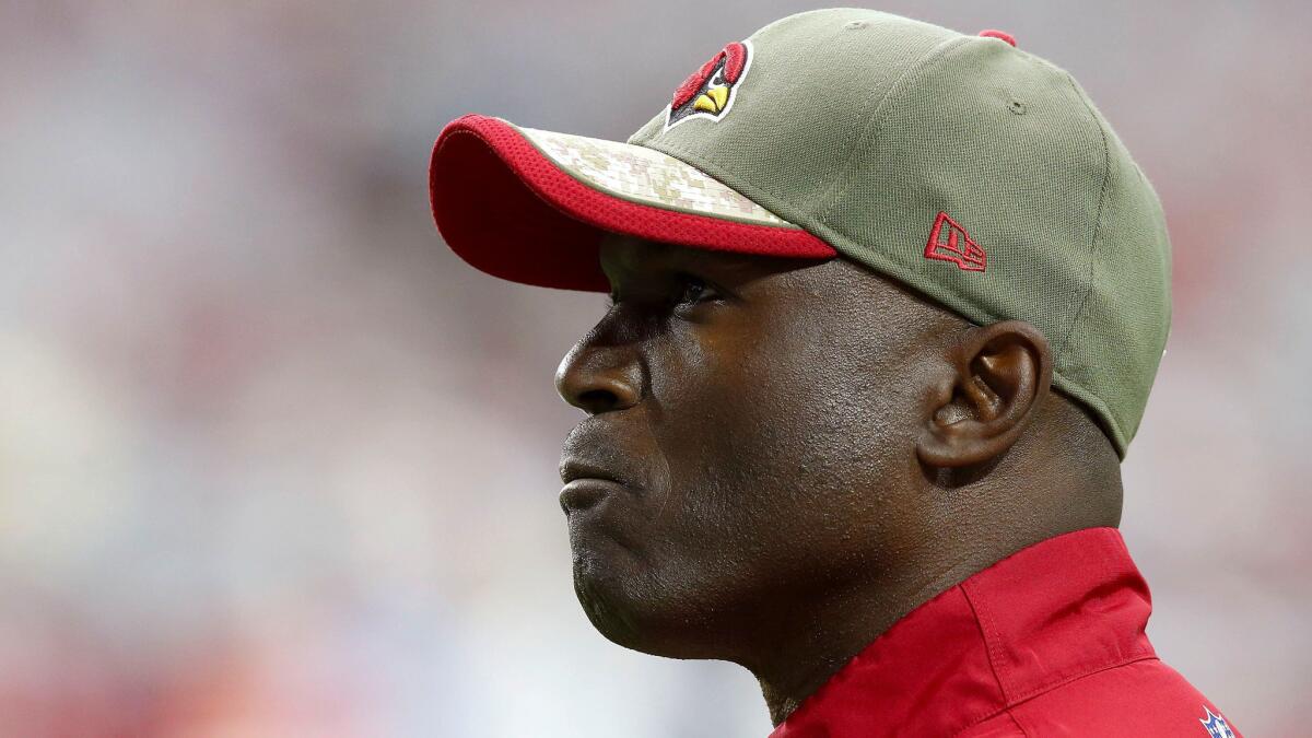 Arizona Cardinals defensive coordinator Todd Bowles looks on before the start of last week's win over the St. Louis Rams.