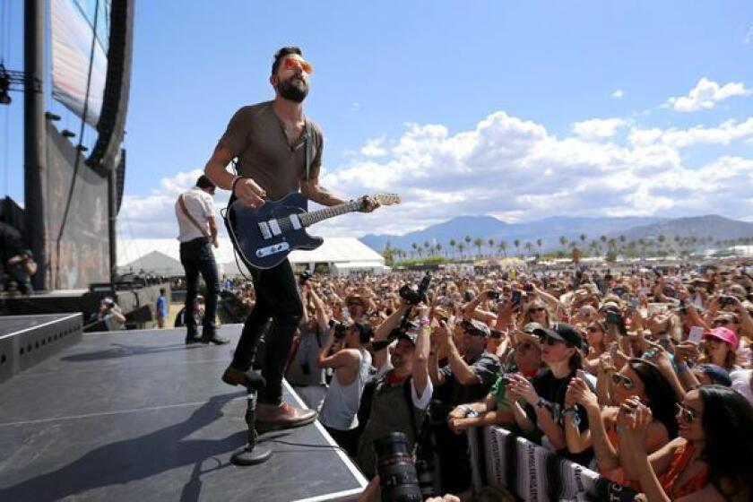 Matthew Ramsey, lead singer of Old Dominion, performs on the Mane Stage at this year's Stagecoach Country Music Festival at the Empire Polo Club. (Allen J. Schaben)