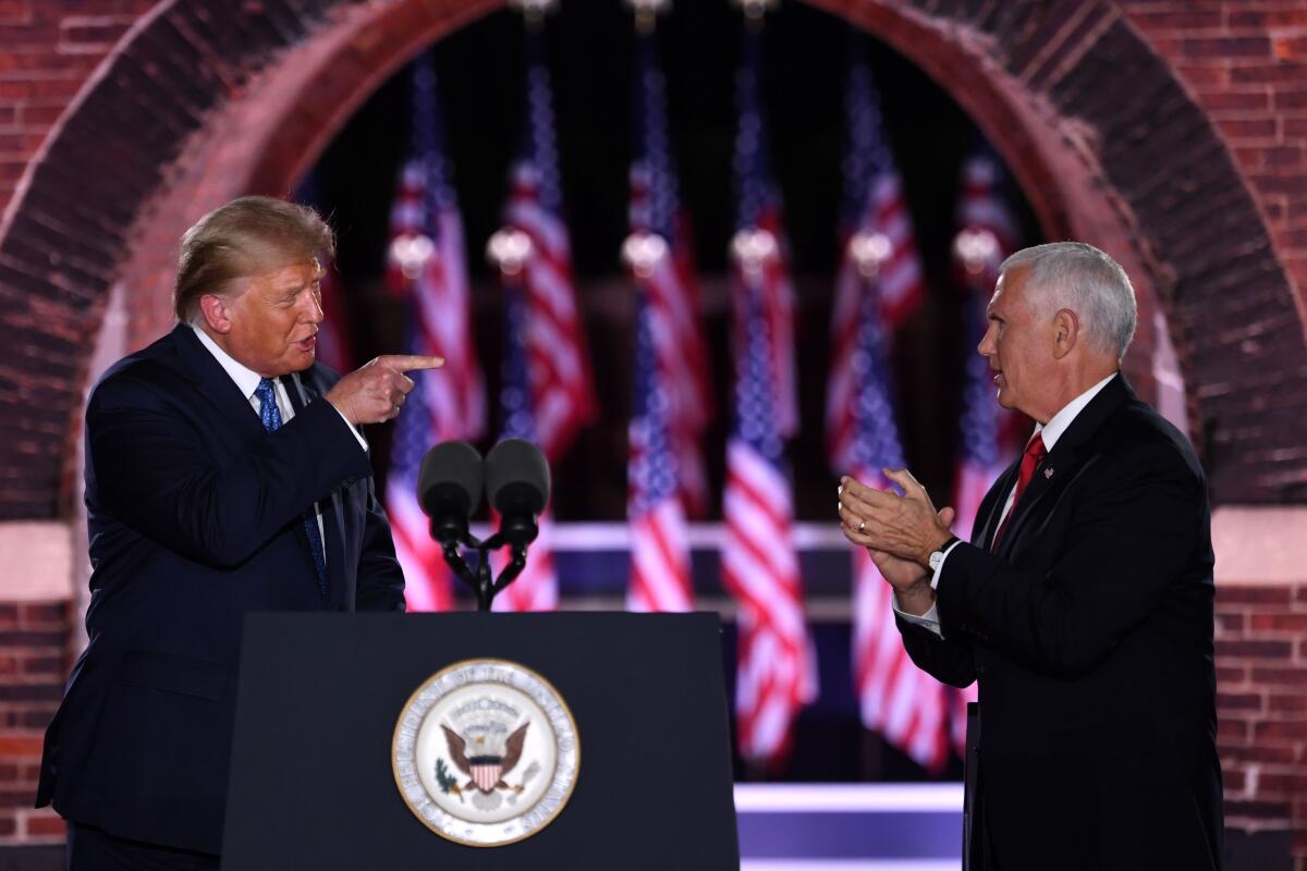 President Trump and Vice President Mike Pence at the third night of the Republican National Convention.