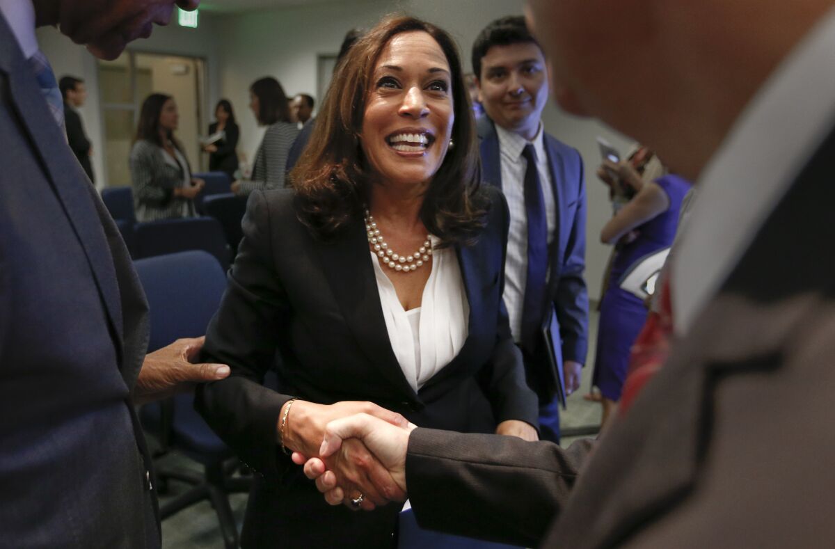 Attorney General Kamala Harris at an event in Los Angeles in September.