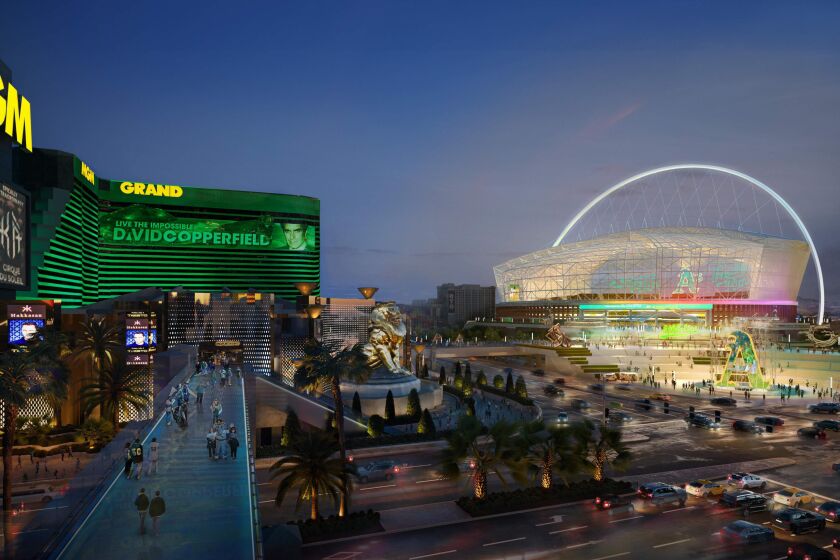 Representación del propuesto estadio de los Atléticos de Oakland para un nuevo estadio en Las Vegas presentado por el equipo el viernes 26 de mayo del 2023. (Oakland Athletics via AP)