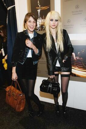 TV personality Alexa Chung, left, and Taylor Momsen of "Gossip Girl" on the second day of Fashion Week in New York.