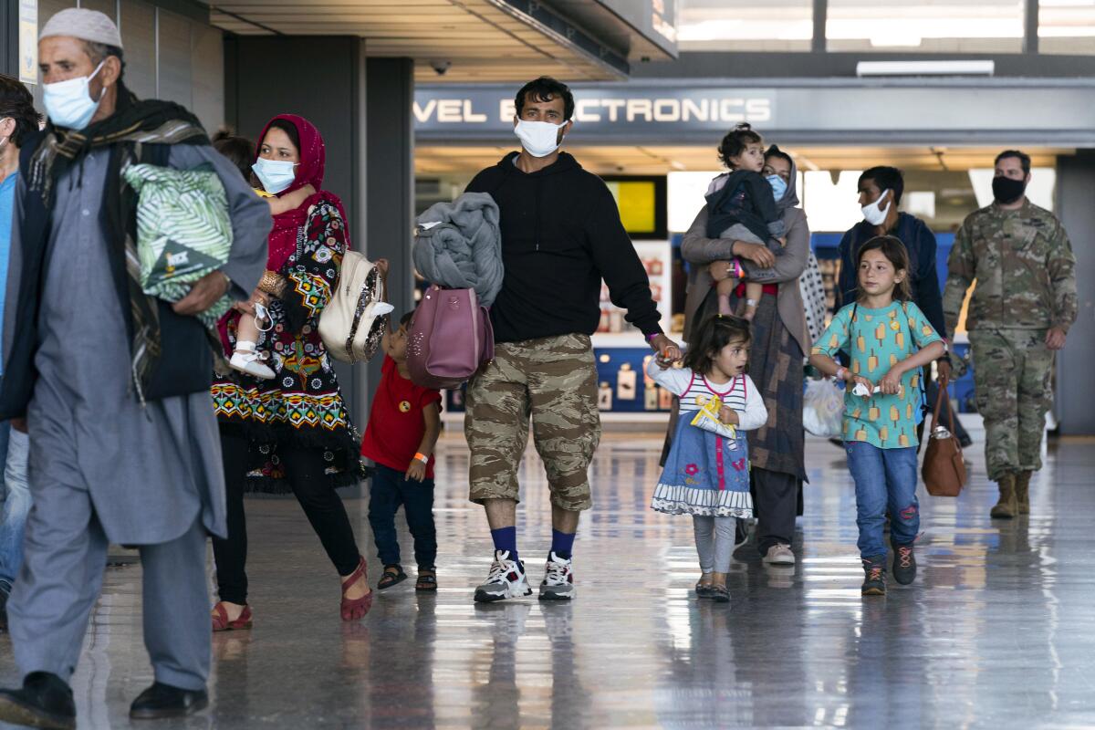 Families evacuated from Kabul, Afghanistan.