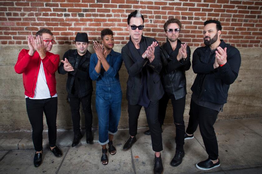Fitz & the Tantrums from left: John Wicks, James King, Noelle Scaggs, Michael Fitzpatrick, Joseph Karnes and Jeremy Ruzumna. The band has a summer hit with "HandClap."