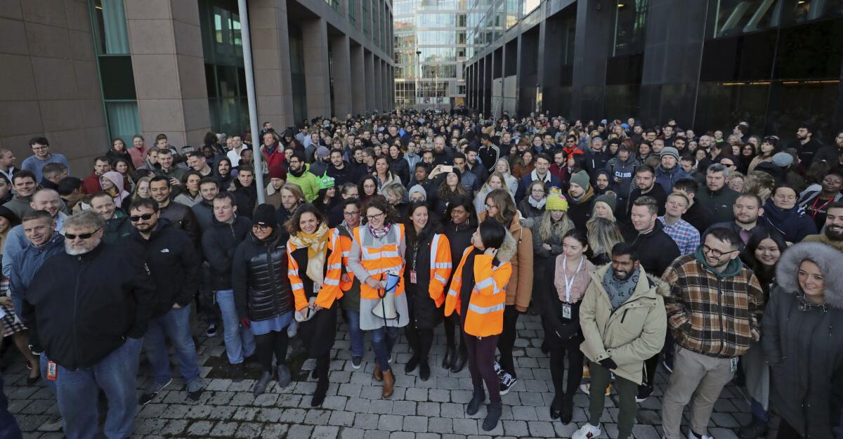 Google employees protest in Dublin on Nov. 1, 2018