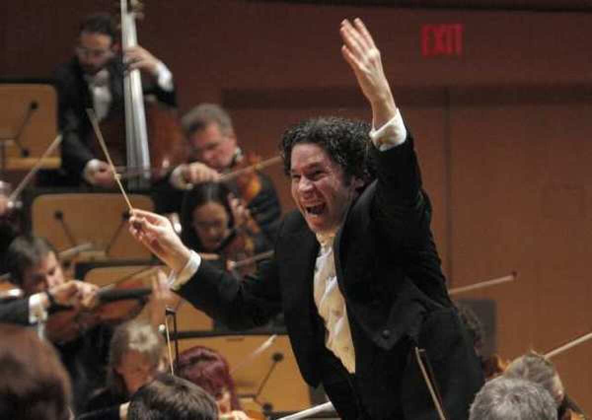 Gustavo Dudamel conducts the Los Angeles Philharmonic at Walt Disney Concert Hall earlier this year.