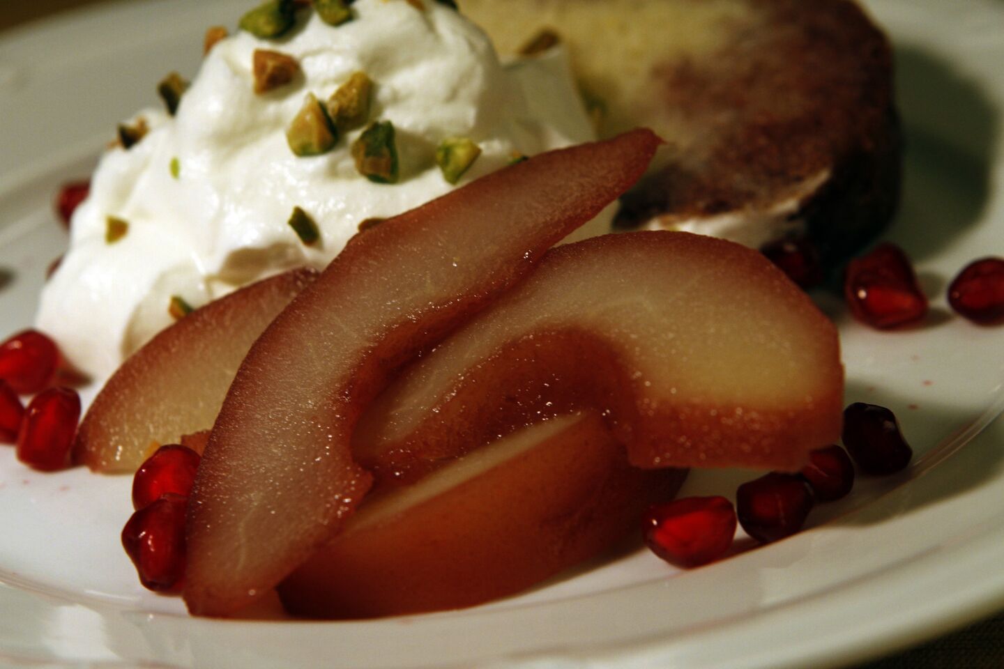 Pomegranate-poached pears