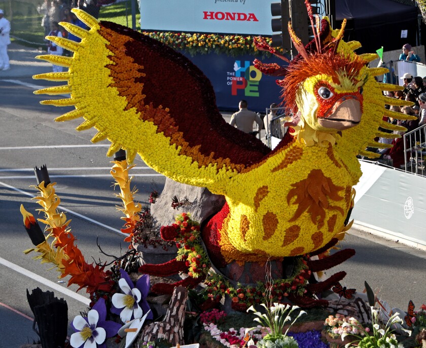 The Burbank Tournament of Roses Assn.'s 2020 Rose Parade float travels down Colorado Boulevard during this year's event on New Year's Day. The volunteer-run organization is moving forward with its 2021 float amid the coronavirus pandemic.