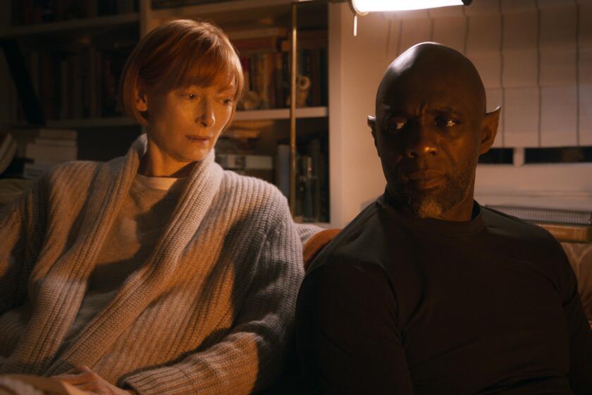 Tilda Swinton and Idris Elba in the movie "Three Thousand Years of Longing."