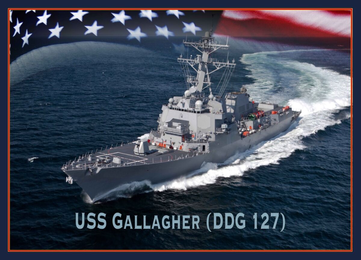 The U.S. Navy released this conceptual drawing of a destroyer that, upon commissioning, will be named for Patrick Gallagher.