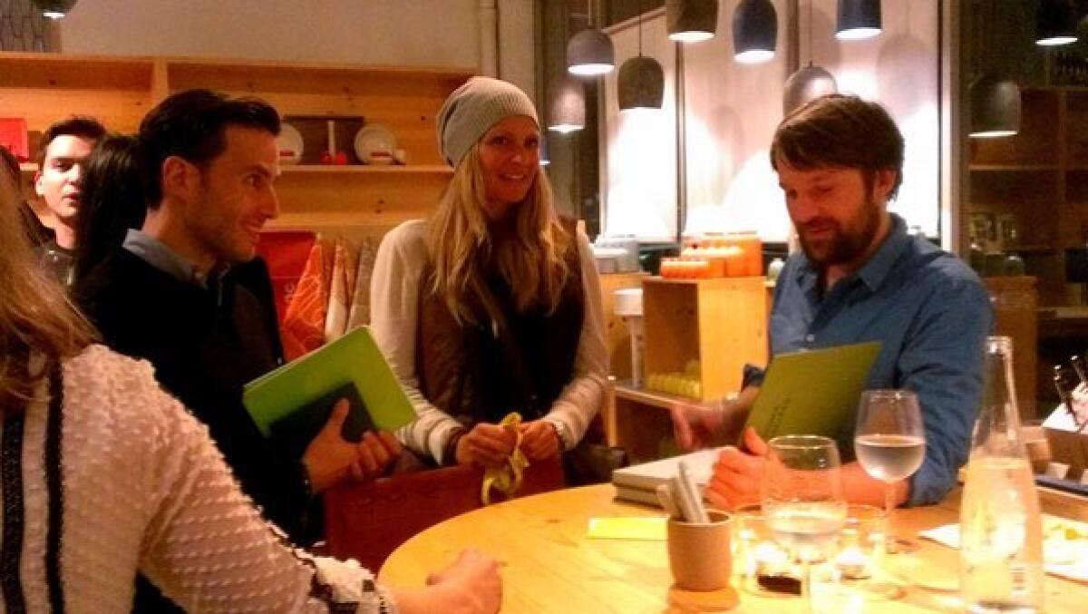 René Redzepi, right, signed books at the Heath Los Angeles store on Thursday.