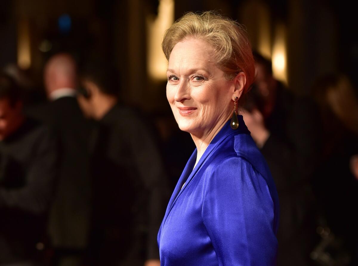 Actress Meryl Streep poses on arrival for the premiere of 'Suffragette' at the London Film Festival on October 7, 2015.
