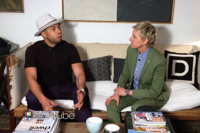 Jussie Smollett talks about his personal life during a backstage chat with Ellen DeGeneres.