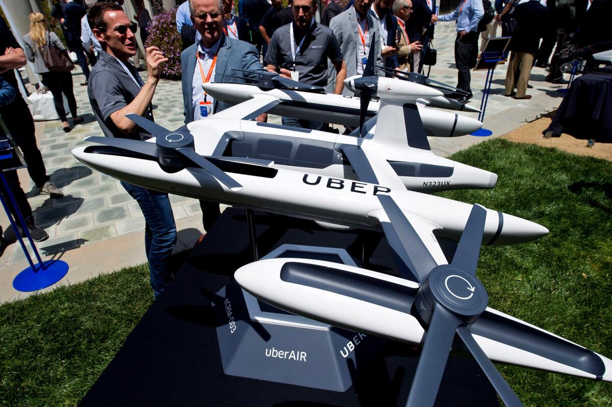 Uber flying-taxi concept, shown in 2018 at the Skirball Center.