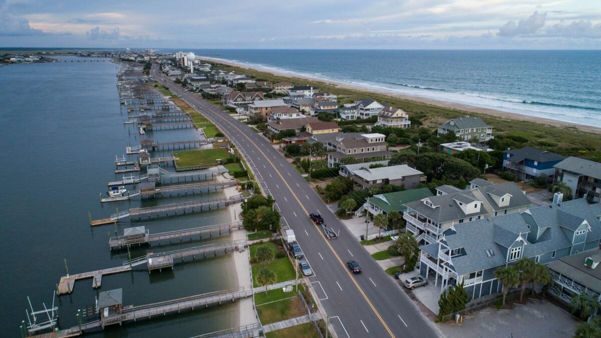 The streets in Wrightsville Beach, N.C., were nearly empty two days before Hurricane Florence came ashore.