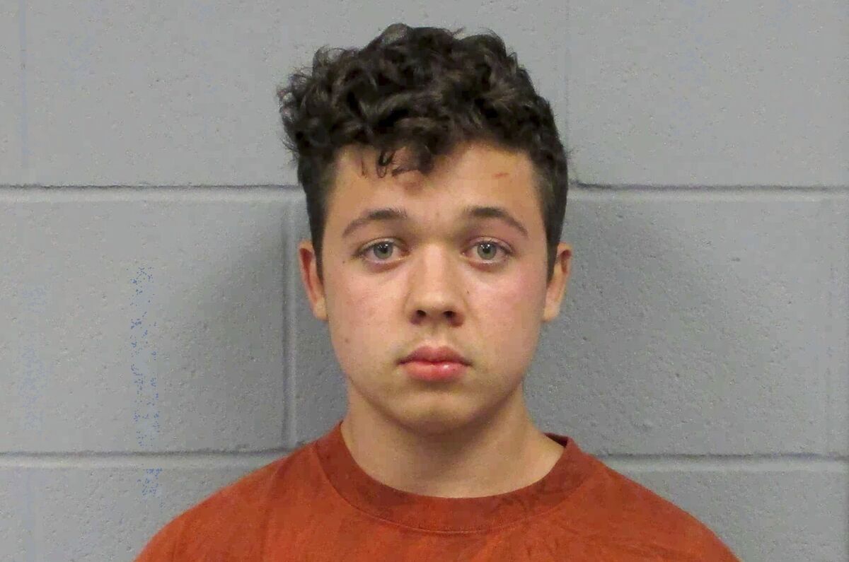 Booking photo of Kyle Rittenhouse, 17, who has been charged with fatally shooting two men during a protest in Wisconsin.