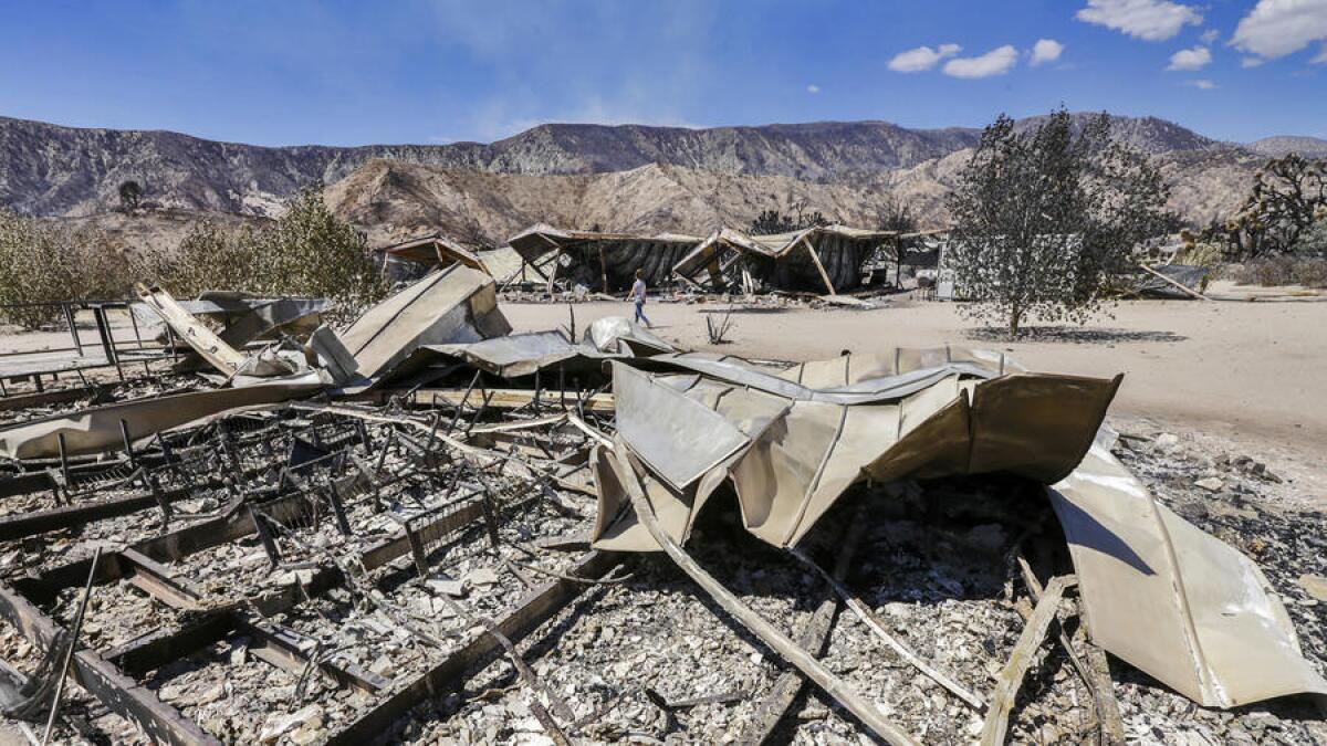 About 10 buildings belonging to the Thanksgiving Korean Church were reduced to rubble by the Blue Cut fire.