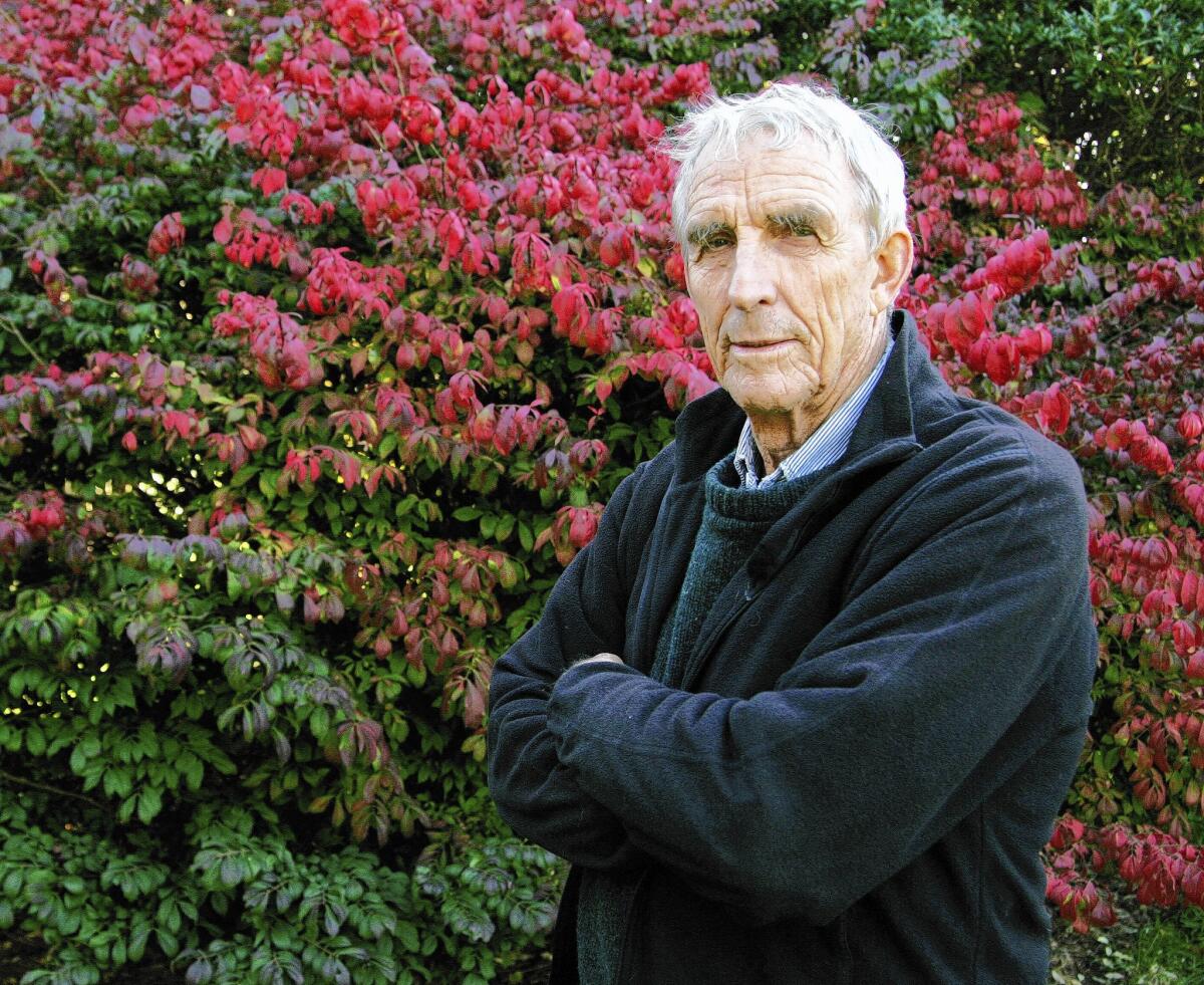 Peter Matthiessen at his home in Sagaponack, N.Y., in 2004. He produced acclaimed volumes on natural history and chronicled his painful spiritual journey as he hiked through the Himalayas in "The Snow Leopard."