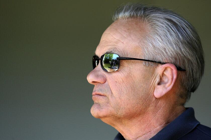 LOUISVILLE, KY - APRIL 27: Jerry Hollendorfer, the trainer of Chocolate Candy talks with the media during the morning training for the 135th Kentucky Derby at Churchill Downs on April 27, 2009 in Louisville, Kentucky. (Photo by Andy Lyons/Getty Images)