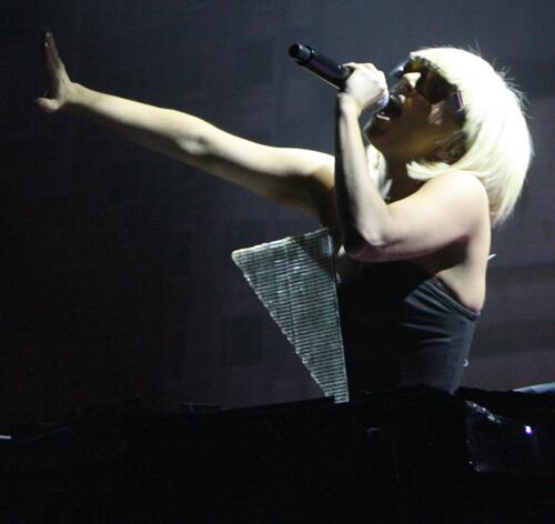 Lady GaGa performs in front of a sold-out show at the House of Blues on Monday.