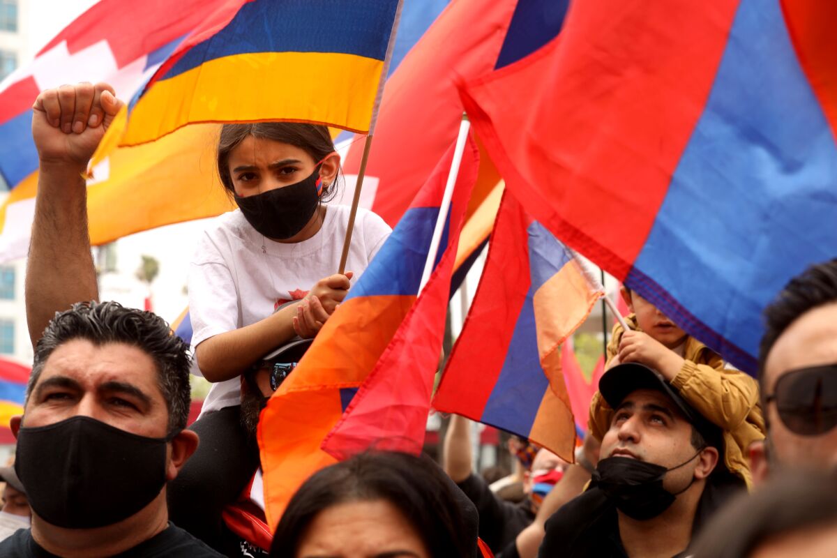 Hundreds from the Armenian community celebrate President Biden's announcement recognizing the Armenian genocide of 1915.
