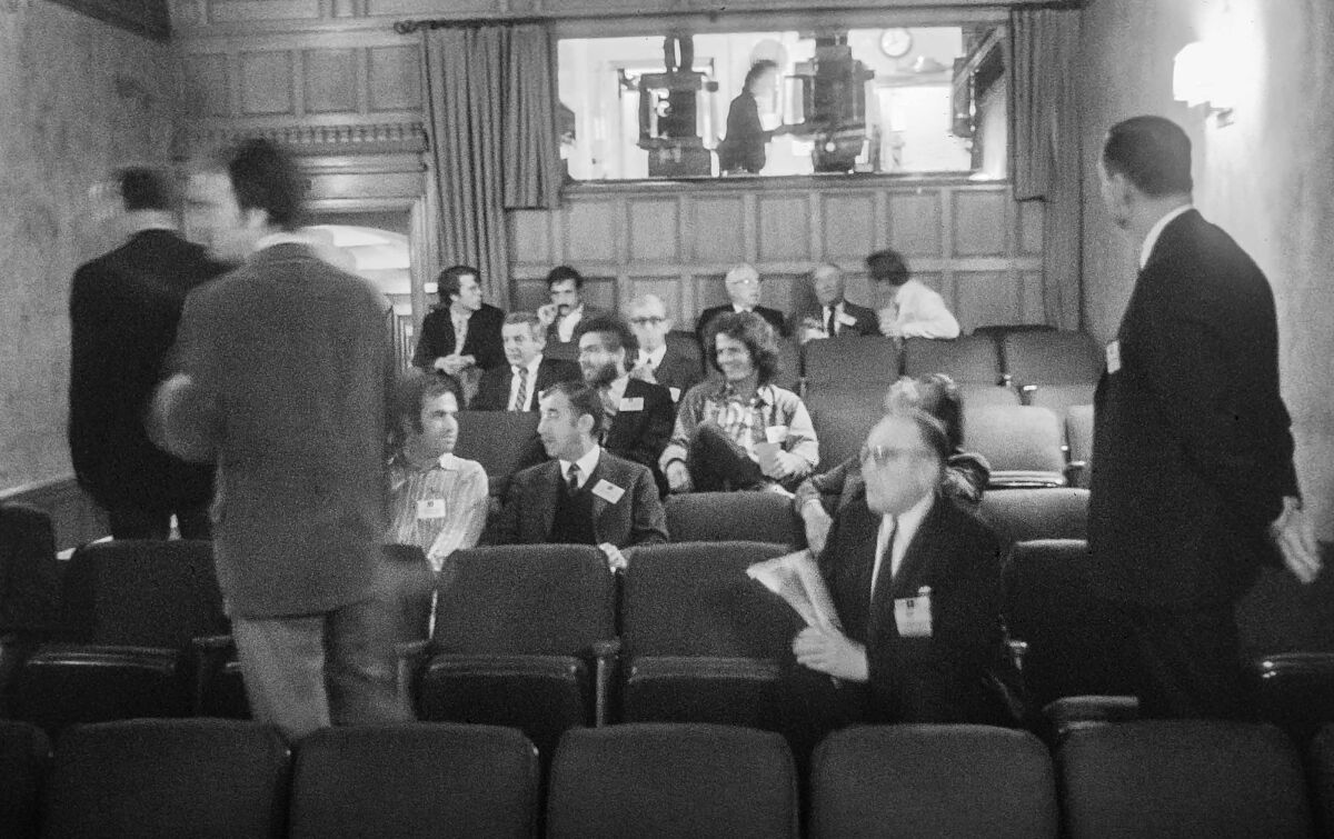 In the theater at Greystone Mansion, AFI's first home, on Sept. 23, 1969.