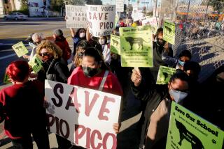 Teachers parents and students protest against the proposed closure of Pio Pico Middle School