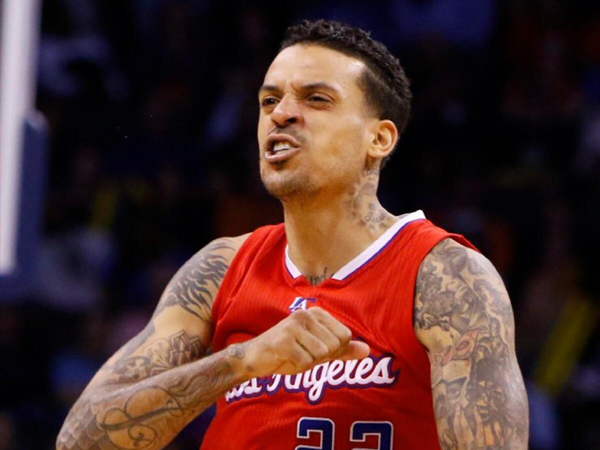 Matt Barnes celebrates after a play during the fourth quarter of a game Wednesday against the Oklahoma City Thunder.