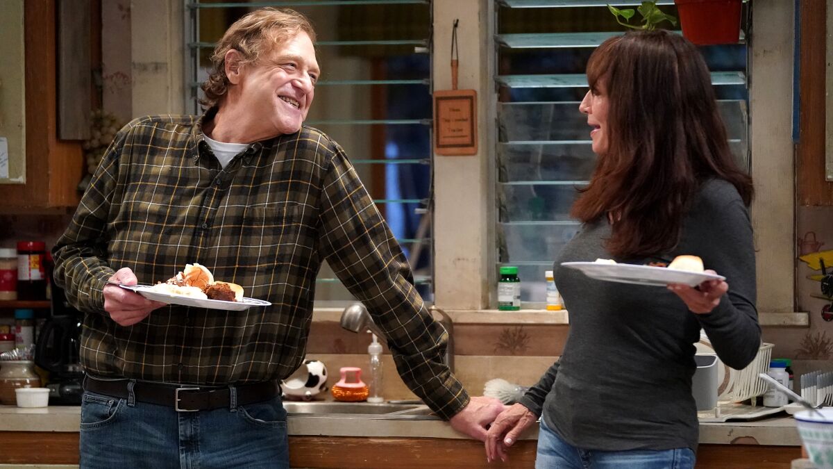  John Goodman and Katey Sagal in "The Conners" on ABC.