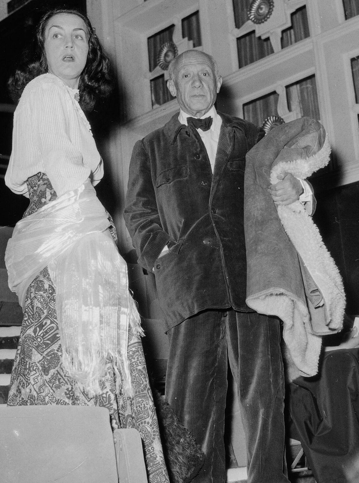 Pablo Picasso with Francoise Gilot at Cannes Film Festival in 1953