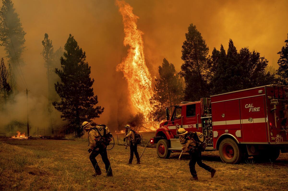 El incendio cerca de Jerseydale, condado Mariposa, California, el 23 de julio del 2022. 