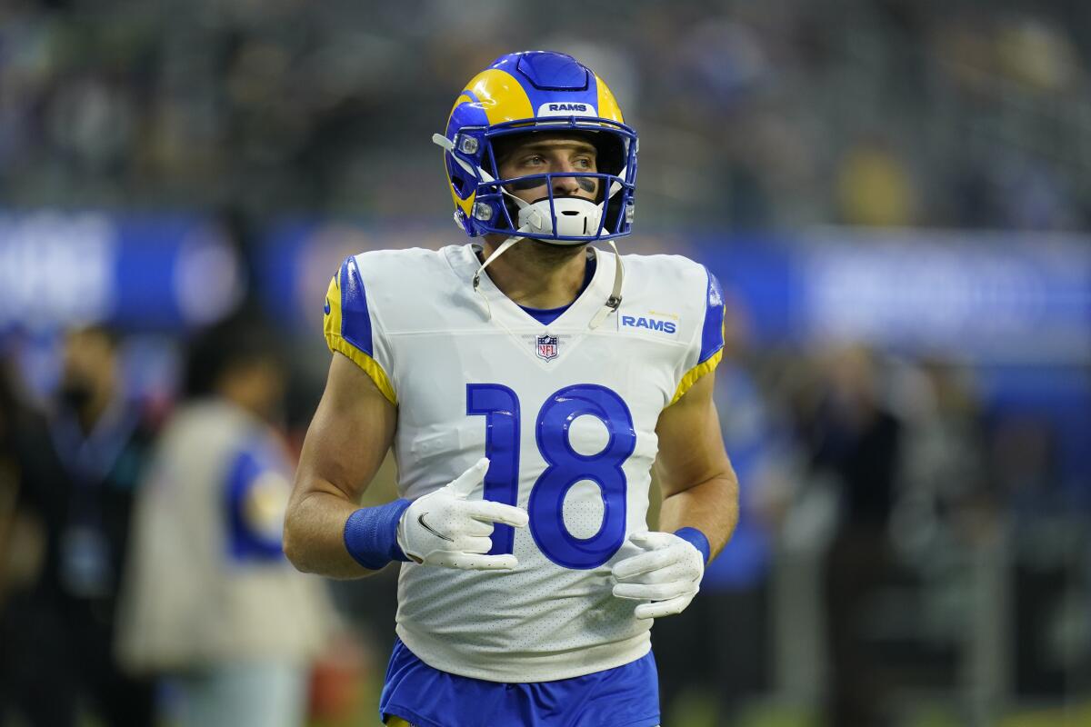 Rams wide receiver Ben Skowronek jogs on the field during a game against the Titans earlier this month.