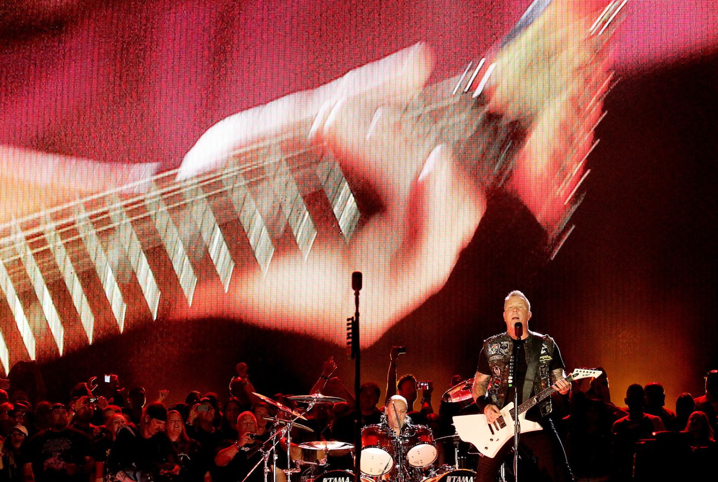 James Hatfield fronts Metallica at the Rock in Rio Festival in Las Vegas on May 9.