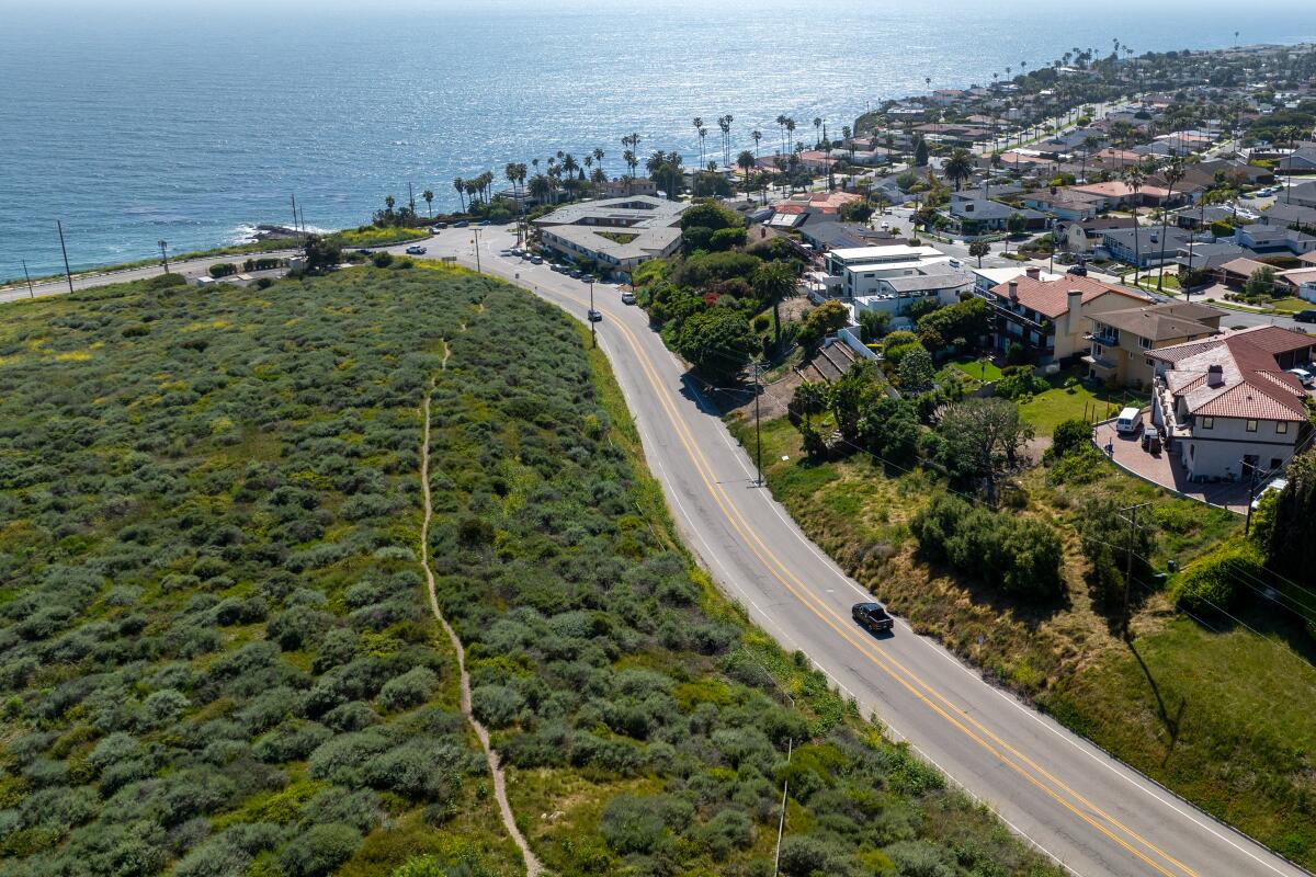 An aerial view of Western Avenue as it transitions into Paseo Del Mar.