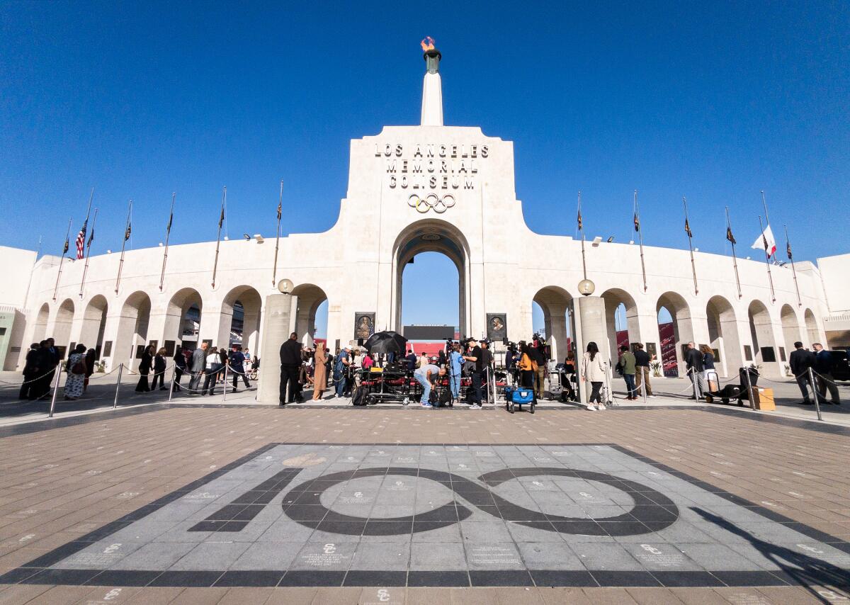 The peristyle end of the Los Angeles Memorial Coliseum.