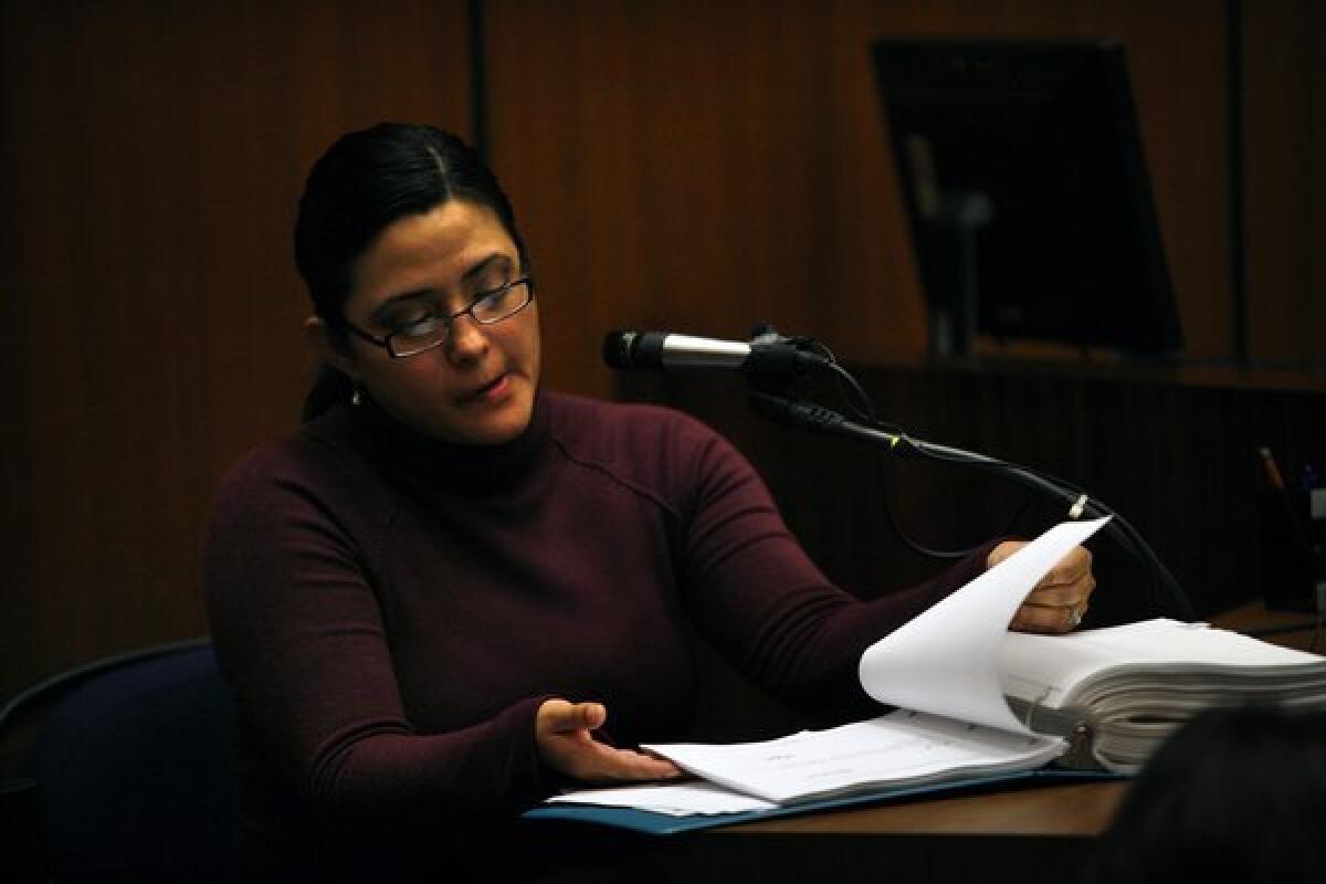 Bell City Clerk Rebecca Valdez on the witness stand in 2011.