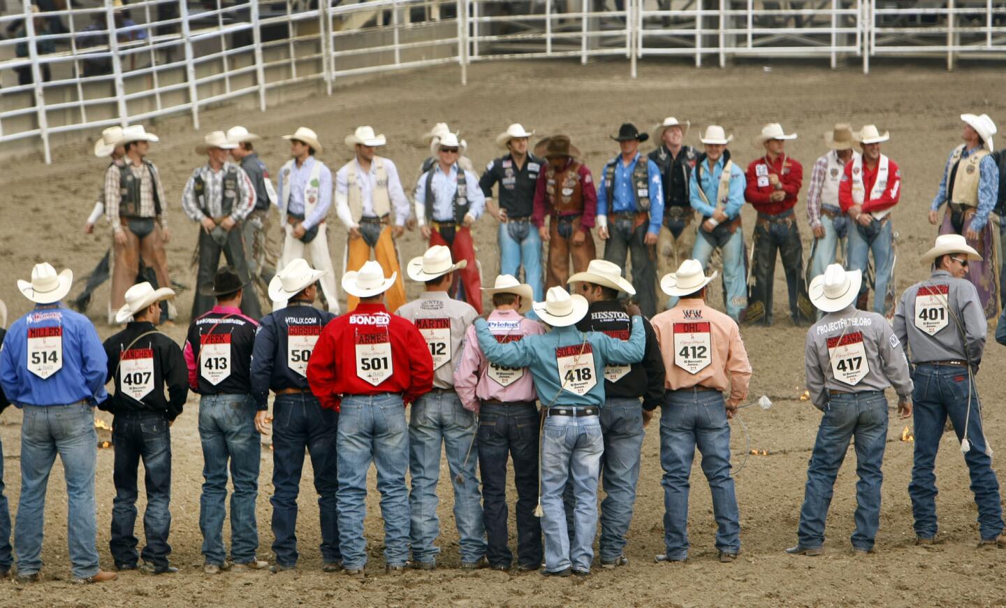 There is a sport they do in Canada besides hockey and curling and hockey and football and hockey and skiing: rodeo. These competitors were part of the 2013 Calgary Stampede rodeo.
