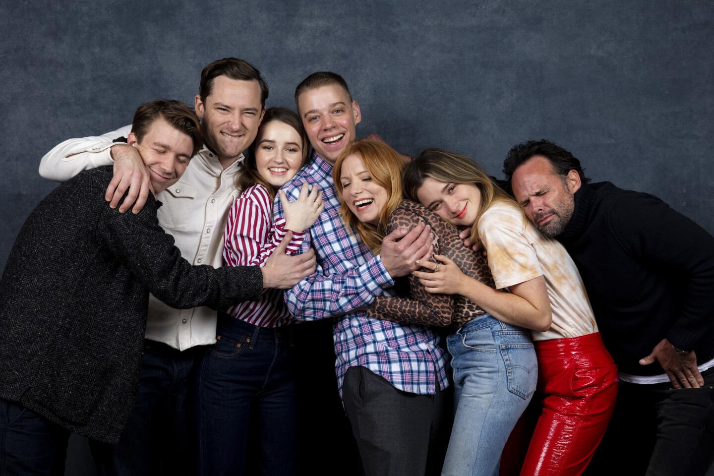 Actors Thomas Mann, Lewis Pullman and Kaitlyn Dever, directors Dan Madison Savage and Britt Poulton and actors Alice Englert and Walton Goggins from the film "Them That Follow."