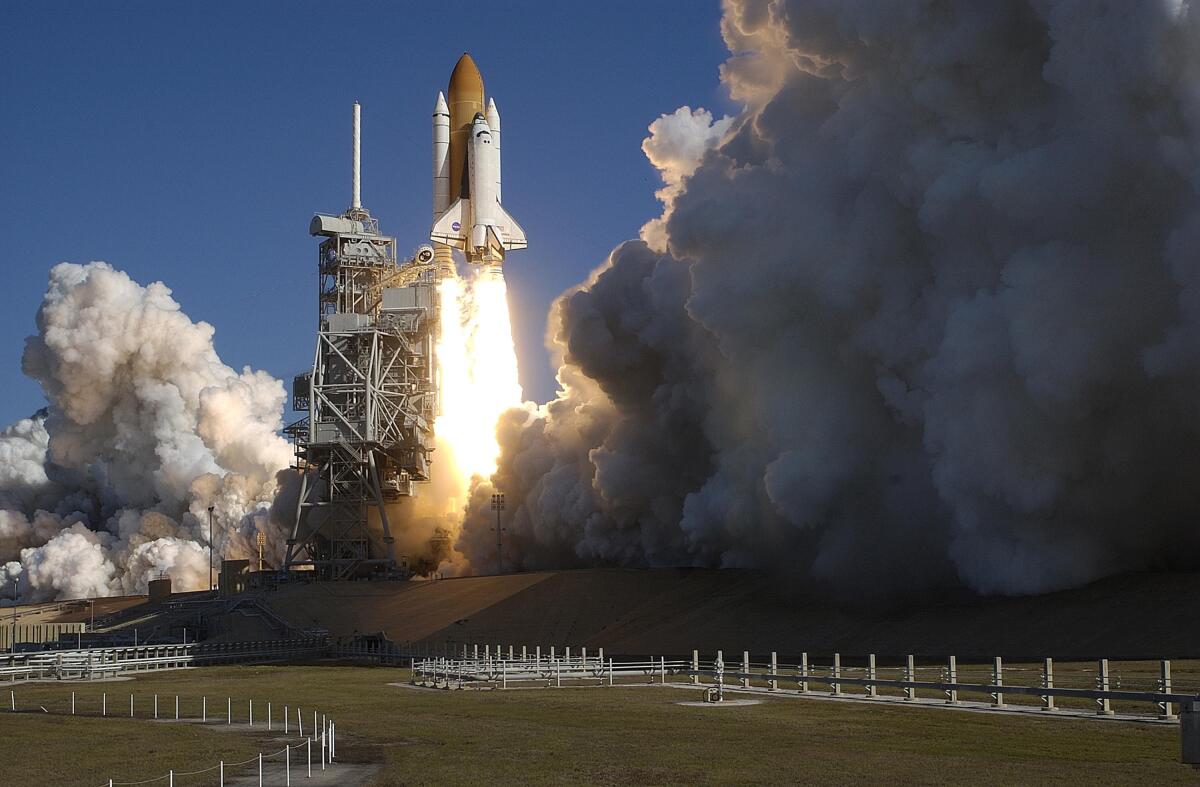 Space Shuttle Columbia launches on its 28th and final mission in 2003.