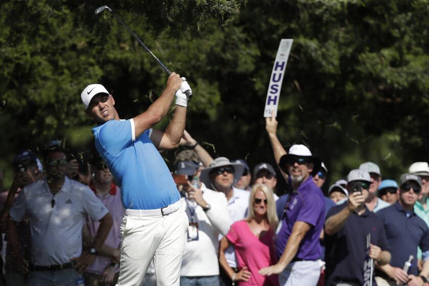 Brooks Koepka kits off the 16th tee during the final round of the World Golf Championships-FedEx St. Jude Invitational, Sunday, July 28, 2019, in Memphis, Tenn. (AP Photo/Mark Humphrey)