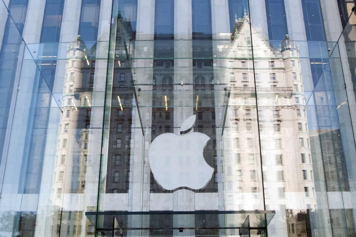 Apple has been granted a patent for a method used to create all-glass shells for electronic devices. Above, an Apple store in New York in 2012.