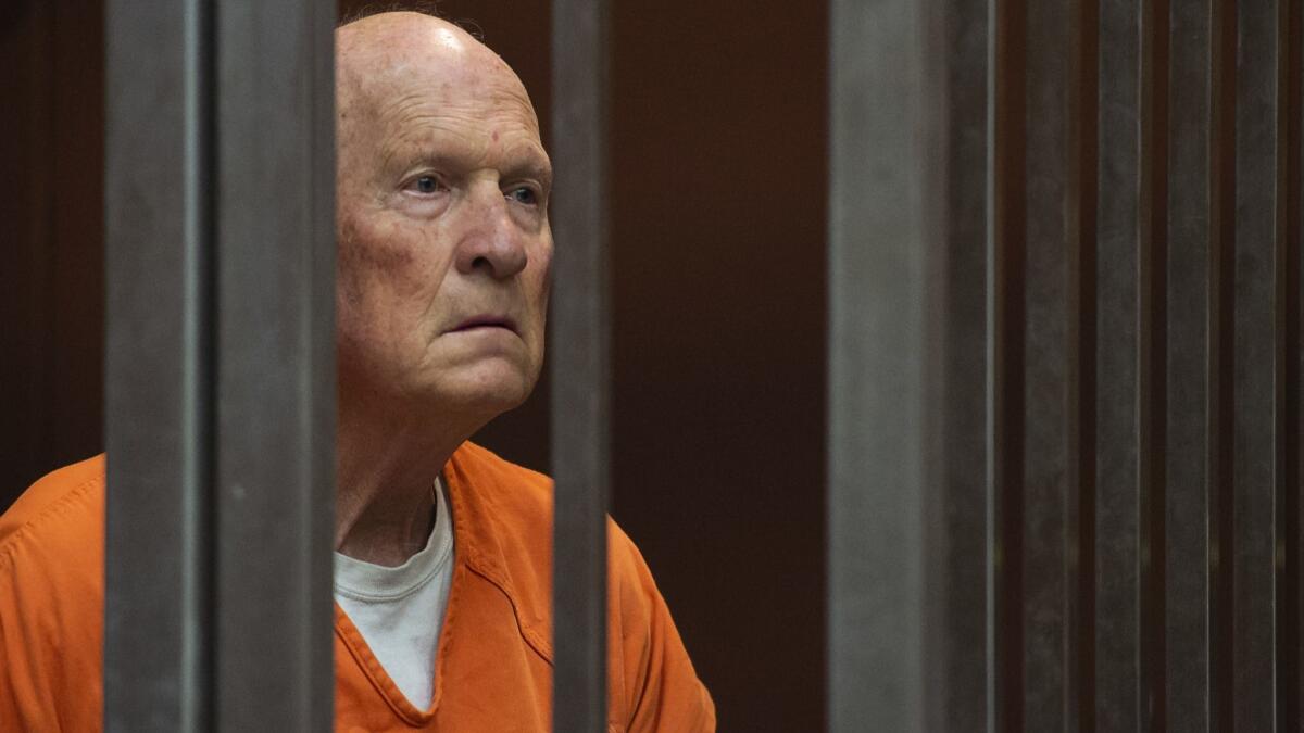 Joseph DeAngelo, shown in court in Sacramento, will face 13 charges of kidnapping to commit robbery in addition to numerous murder counts in the Golden State Killer case.