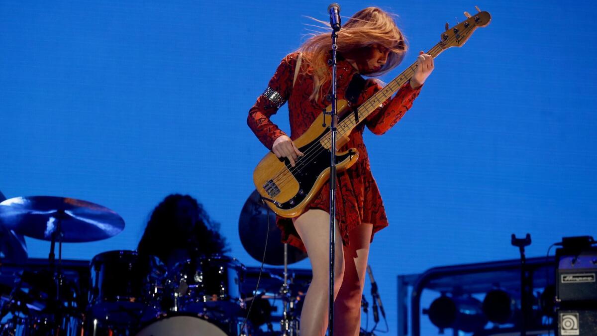 Bassist Este Haim of Haim at Coachella.