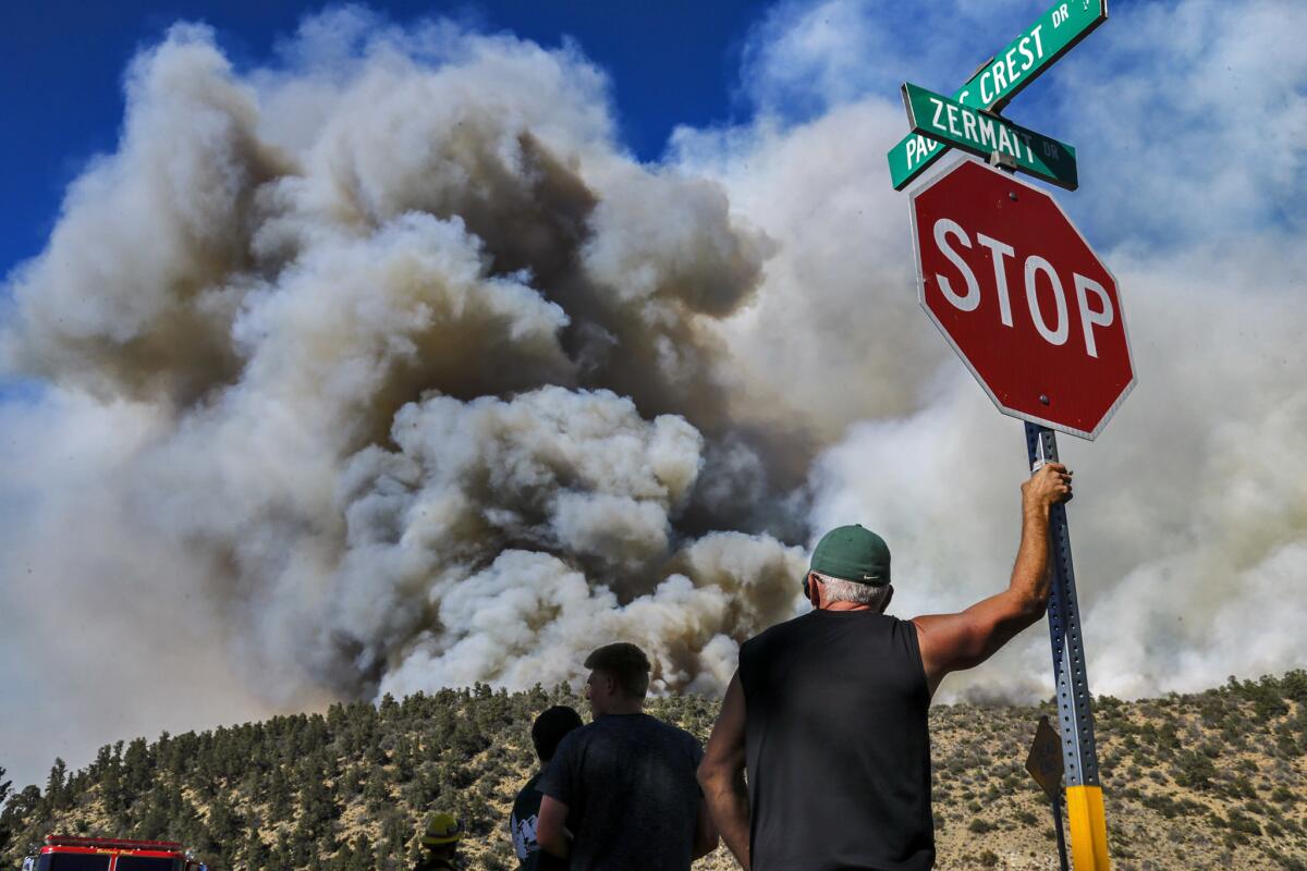The Blue Cut fire burns close to Wrightwood.